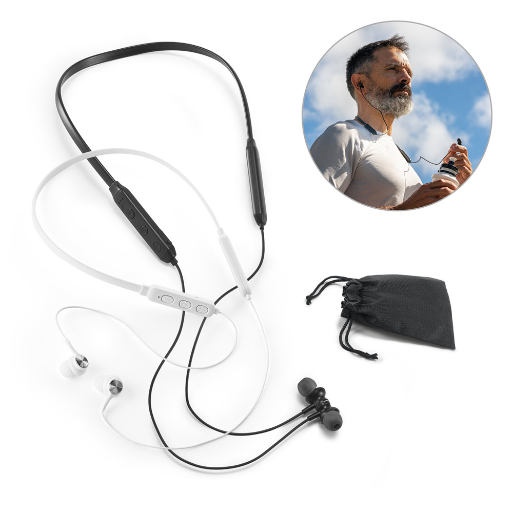Fone de Ouvido Bluetooth com Haste para Pescoço - Aliança Brindes