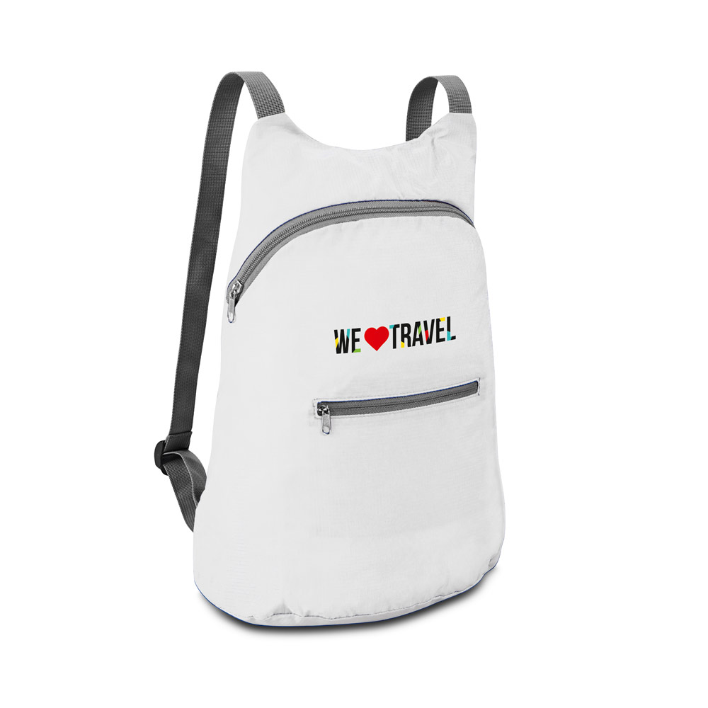 Mochila dobrável em 210D ripstop com bolso frontal