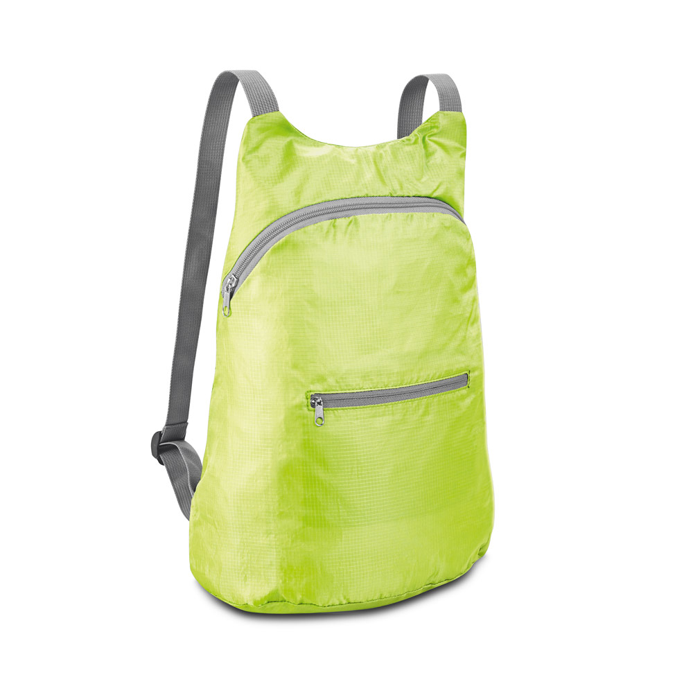 Mochila dobrável em 210D ripstop com bolso frontal