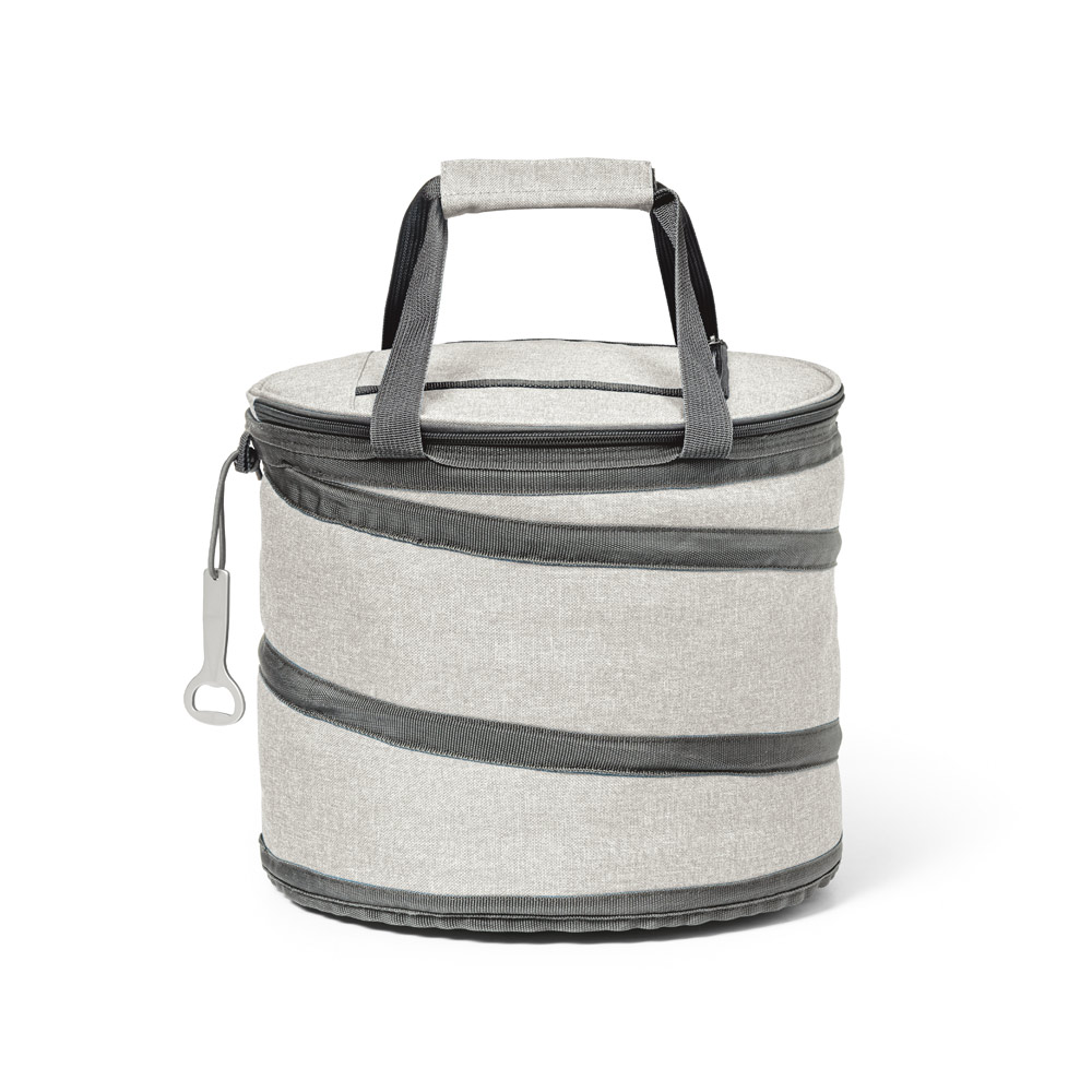 Bolsa térmica flexível em 600D com zíper duploe abridor de garrafas. Capacidade 15L. 300 x 260 mm.