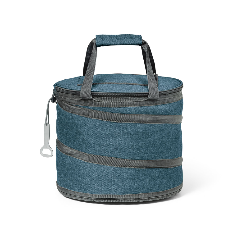 Bolsa térmica flexível em 600D com zíper duploe abridor de garrafas. Capacidade 15L. 300 x 260 mm.