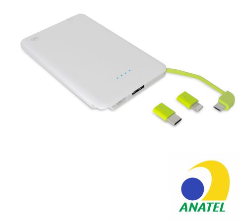 Power Bank Slim com cabo Acoplado 5.000 mAh