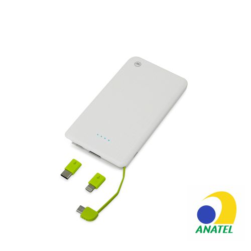 Power Bank Slim com cabo Acoplado 5.000 mAh