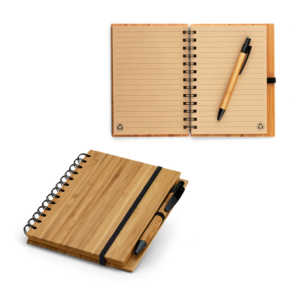 Caderno capa dura  135 x 180 mm   Bambu com Caneta