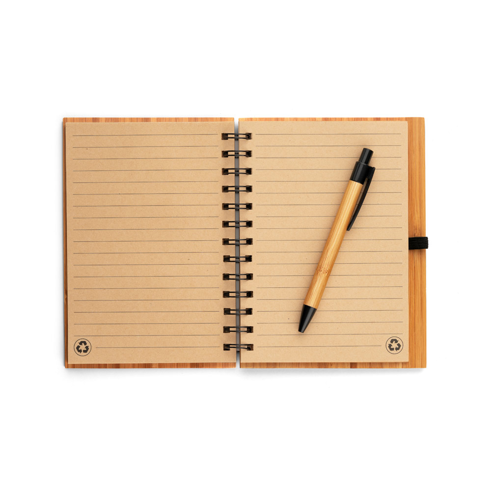 Caderno capa dura  135 x 180 mm   Bambu com Caneta