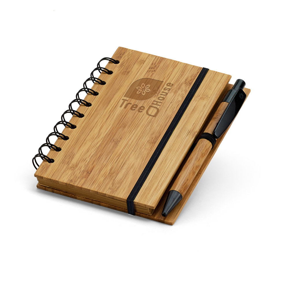 Caderno capa dura  105 x 148 mm   Bambu com Caneta