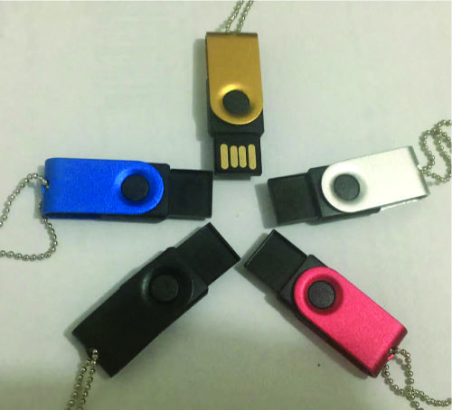 Pen drive giratório chaveiro pequeno de alumínio