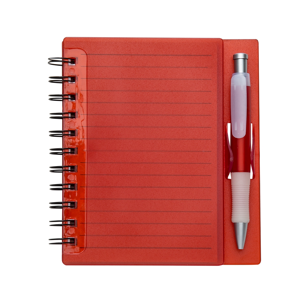 Caderno capa acrílico - bloco de notas com caneta.  70 folhas pautadas. 16,1 x 14,8 cm. Caneta: 13,4 cm x 1,7 cm