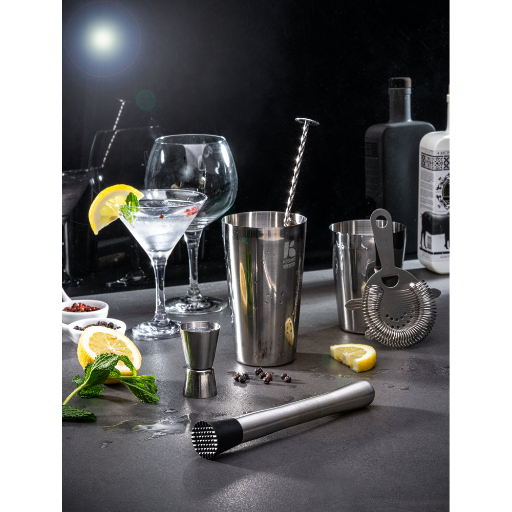 Set de cocktail com 6 peças em aço inoxidável