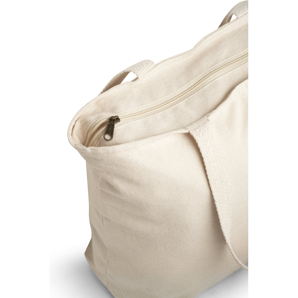 Sacola 100% algodão (280 g/m²) com fecho e bolso interior