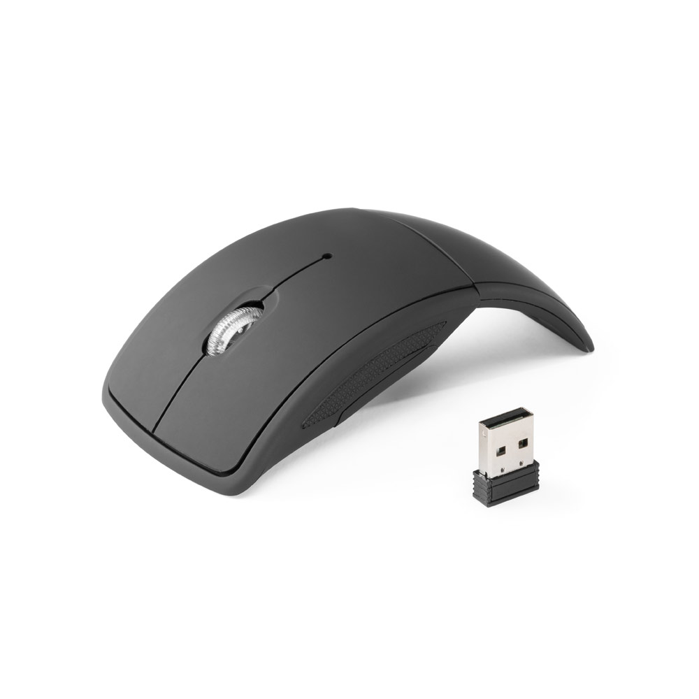 Mouse wireless dobrável 2.4G. em ABS com acabamento emborrachado