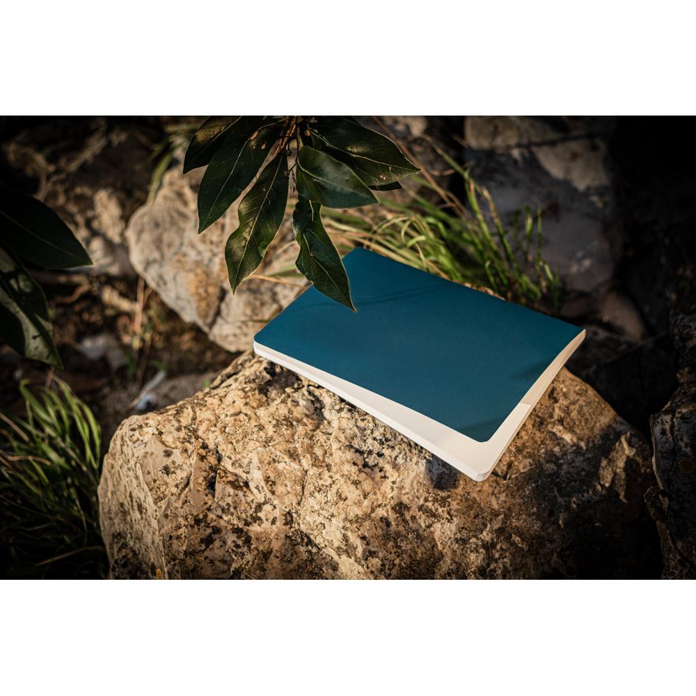 Caderno A5 (120g/m²) capa flexível em papel pedra 140 x 210 mm. Ecológico. Sustentável