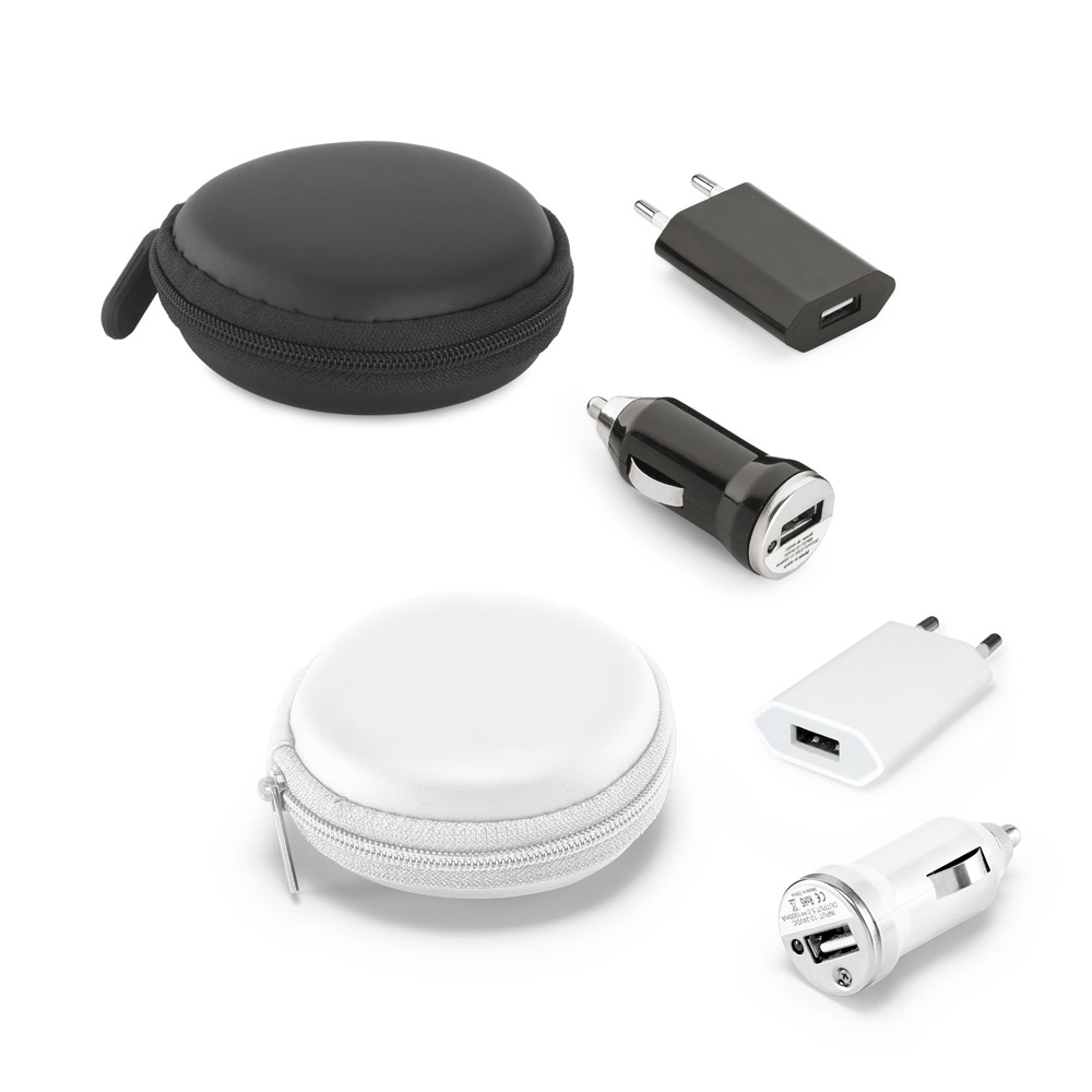 Kit de adaptadores USB para carro e parede