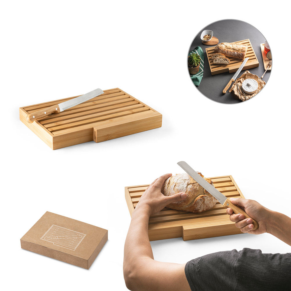 Novidade 2024!!! Tábua para pão em bambu 350 x 250 x 40 mm com faca . Ecológica. Sustentável
