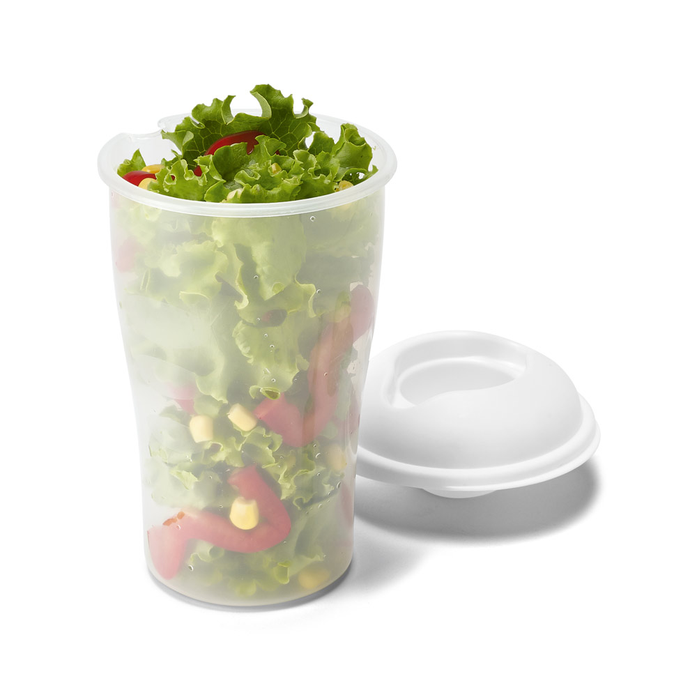 Copo para salada com garfo e molheira Capacidade até 850 ml