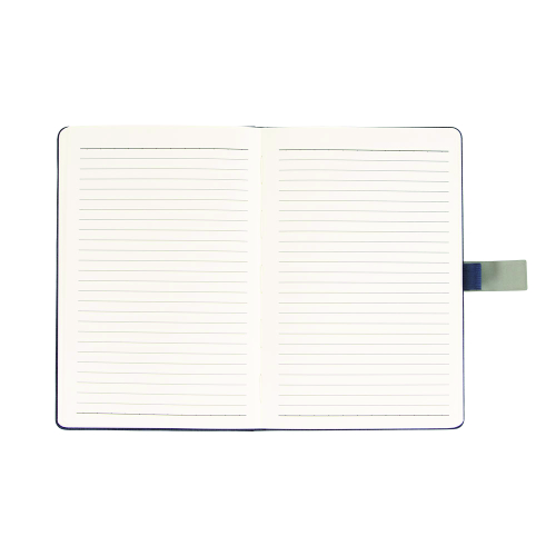 Caderno capa dura em material sintético, com fechamento magnético e suporte para caneta. 80 folhas. 21x14x1,5cm