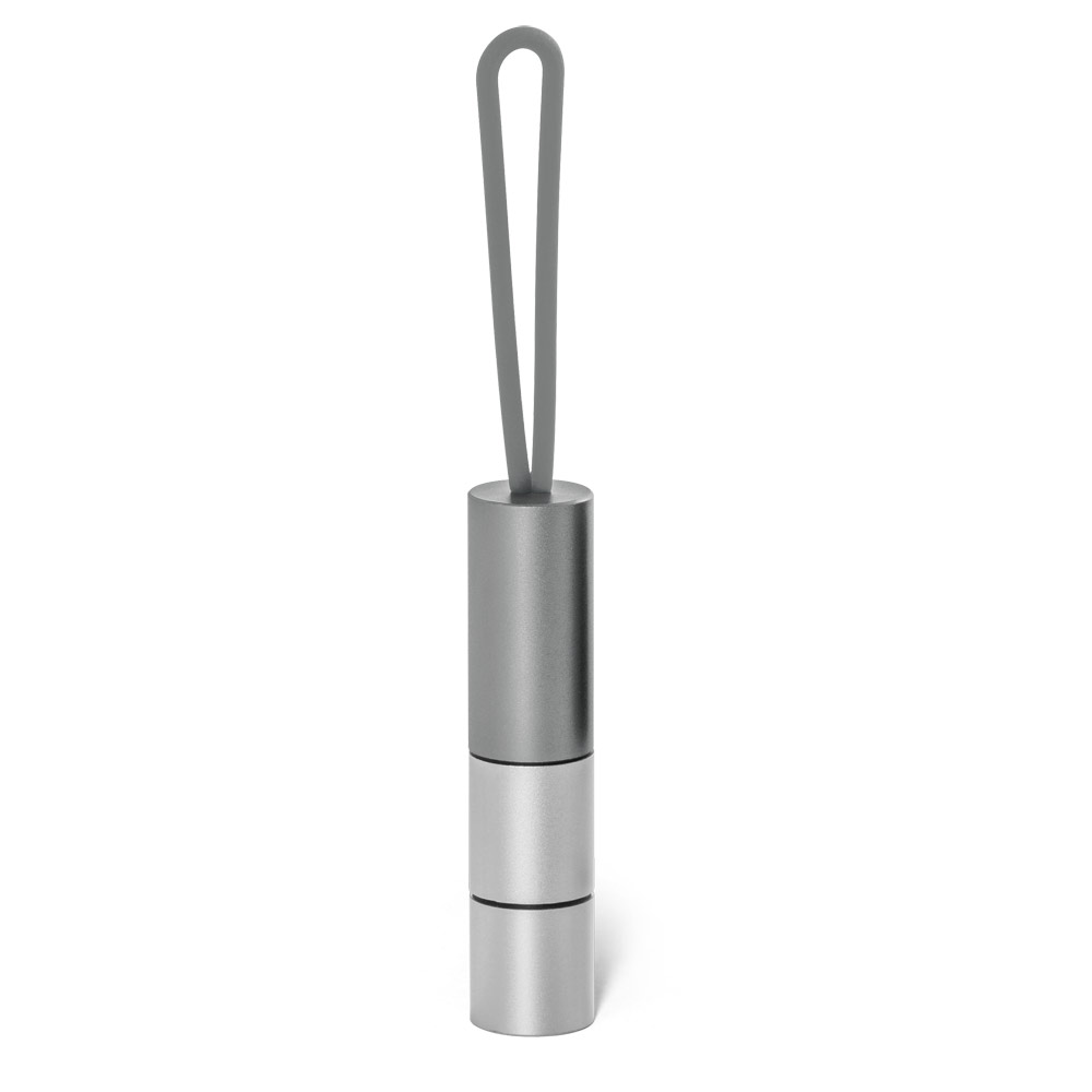 Lanterna em alumínio com 1 LED, porta comprimidos e fita em silicone. ø17 x 73 mm | Pega de silicone: 60 mm