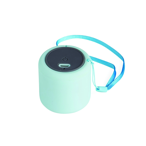 Caixa de som bluetooth com conectividade TWS, material em plástico. Contém microfone embutido para atendimento de chamadas telefônicas. 4,7 x 4,5 x 14 cm.