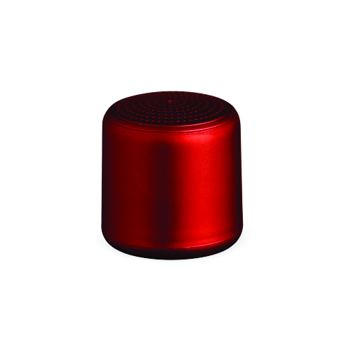 Caixa de som bluetooth com conectividade TWS, material em plástico. Contém microfone embutido para atendimento de chamadas telefônicas. 4,7 x 4,5 x 14 cm.