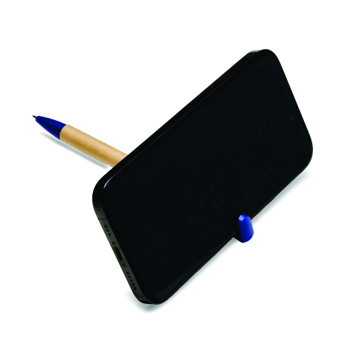 Caneta de papelão com suporte para celular. 1,5 x 14,7 cm.