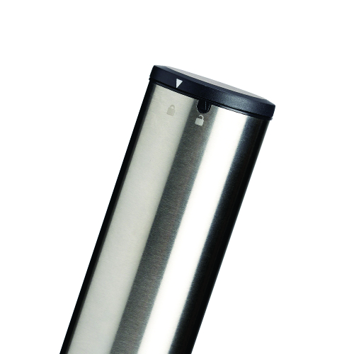 Saca-rolhas elétrico com LED e cortador de lacre. Em Inox com detalhes em acrílico. 23,3 x 4,5 x 14,5 cm.