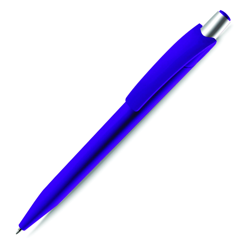 Caneta Plástica Premium retrátil escrita em azul. 14,xø1,3cm