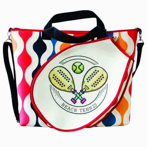 Bolsa raqueteira de Beach Tennis em neoprene. 33 x 9 x 40 cm