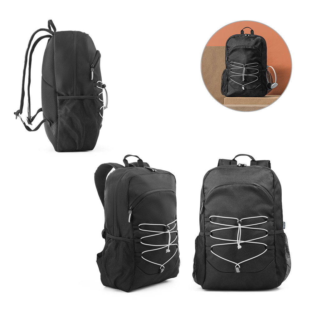 Novidade 2025!!! Mochila para notebook em 300D e 600D, ambos em poliéster reciclado (100% rPET) com elementos refletores. Capacidade até 18 L. 320 x 450 x 140 mm.