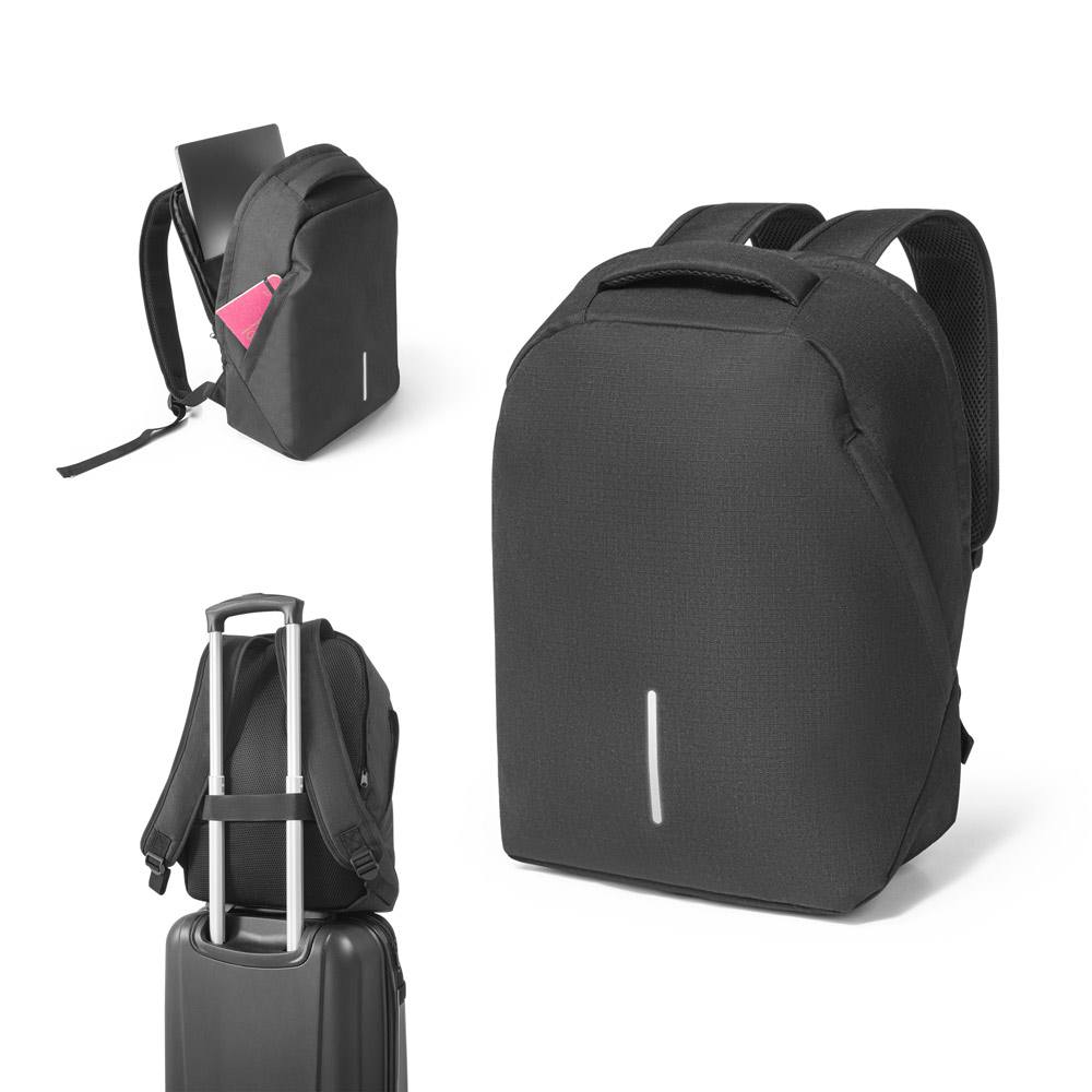 Novidade 2025!!! Mochila para notebook em 600D ripstop, com divisória para notebook até 15.6". Capacidade até 17 L. 310 x 410 x 155 mm.