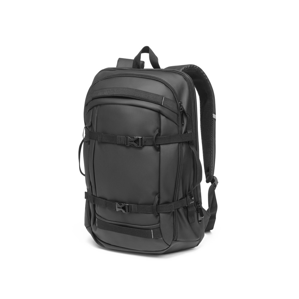 Novidade 2025!!! Mochila para notebook em 900D, poliéster reciclado (100% rPET), de alta densidade, com revestimento resistente à água e forro em 210D poliéster reciclado (100% rPET). Capacid