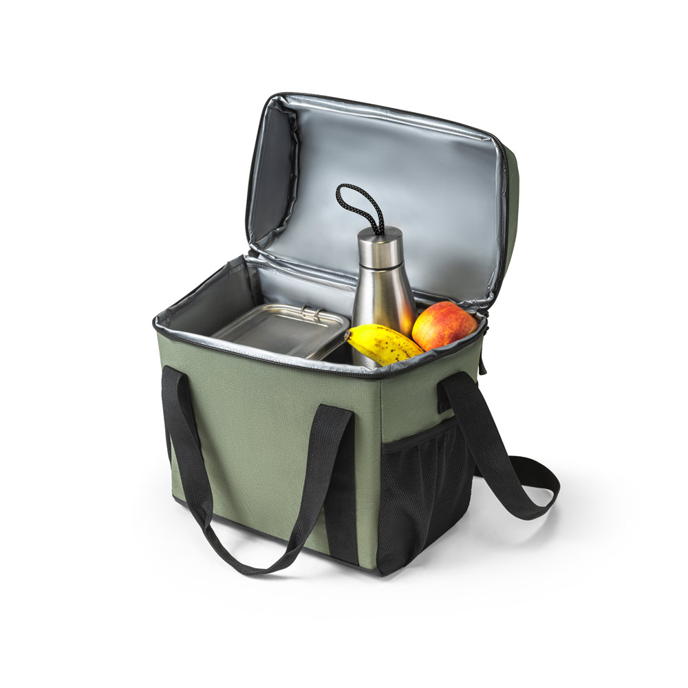 Novidade 2025!!! Bolsa térmica almofadada 600D ripstop em poliéster reciclado (100% rPET). Capacidade até 11 L. Certificação EU Food Grade. 260 x 290 x 160 mm.