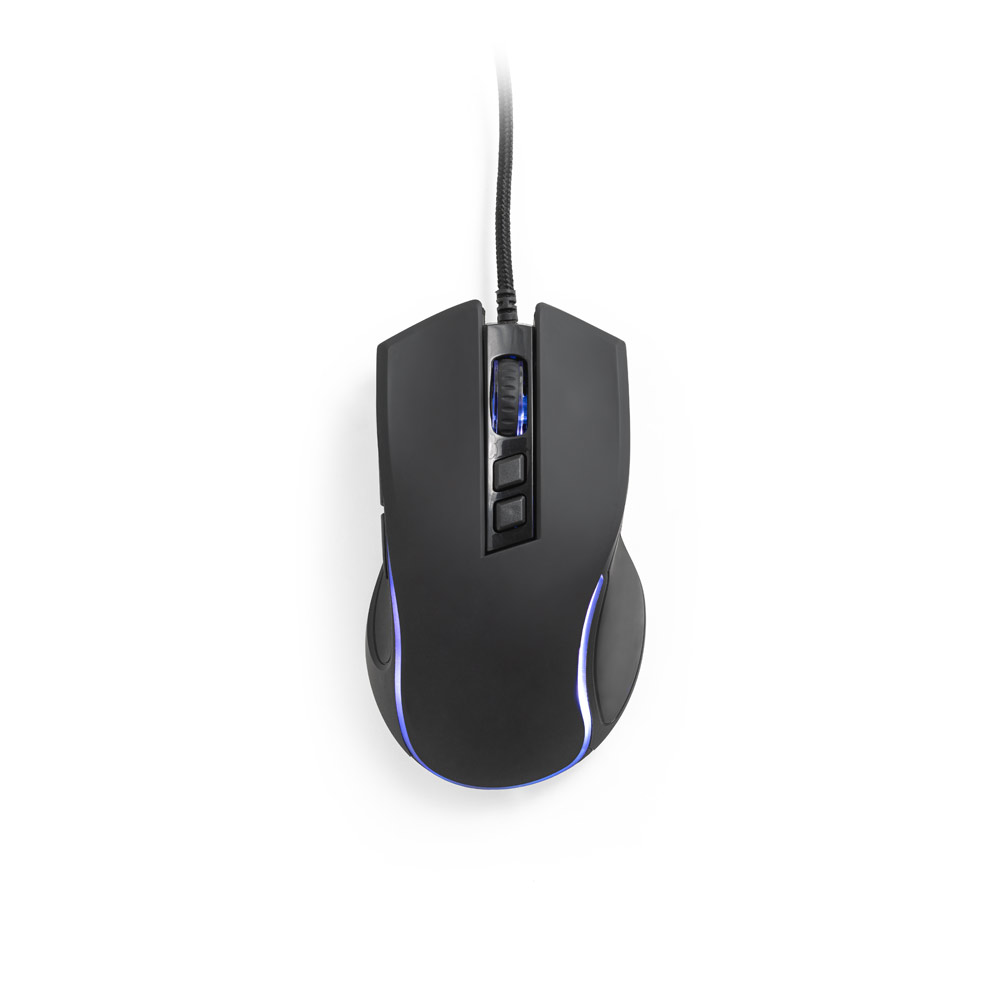 Novidade 2025!!! Mouse para jogos em ABS e acabamento emborrachado com 7 botões e iluminação RGB com 8 modos possíveis. 124 x 71 x 39 mm.