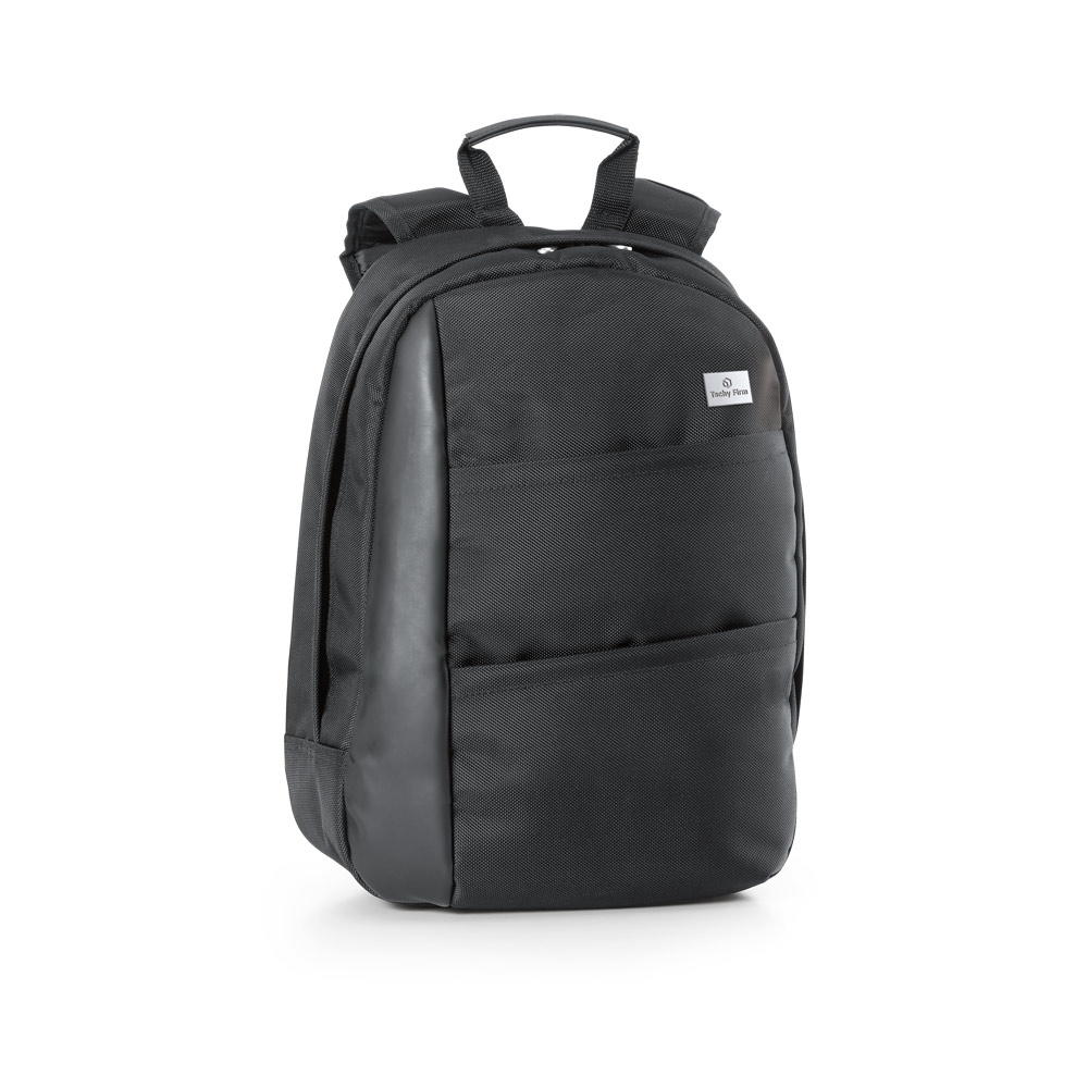 Novidade 2025!!! Mochila para notebook em 1680D e c. sintético. Compartimento com divisória almofadada para notebook até 15.6''.  Capacidade até 17 L. 340 x 450 x 130 mm.