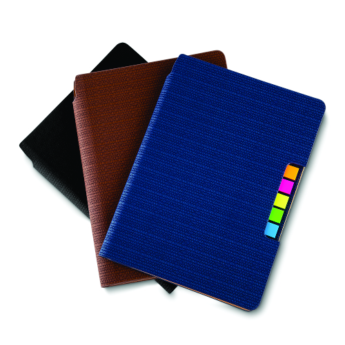 Novidade!!! Caderno com stick notes, capa em material sintético. 80 folhas. 21 x 15 x 1,5 cm