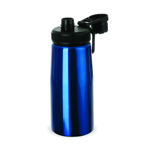 Squeeze em inox. Capacidade 750 ml. 20,7 x 8,5 x 24,4 cm.