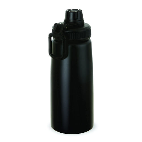 Squeeze em inox. Capacidade 750 ml. 20,7 x 8,5 x 24,4 cm.