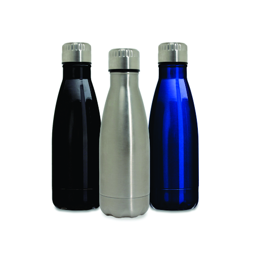 Garrafa em inox, com capacidade até 550 ml. 22,8 x 7,1 x 22,2 cm.