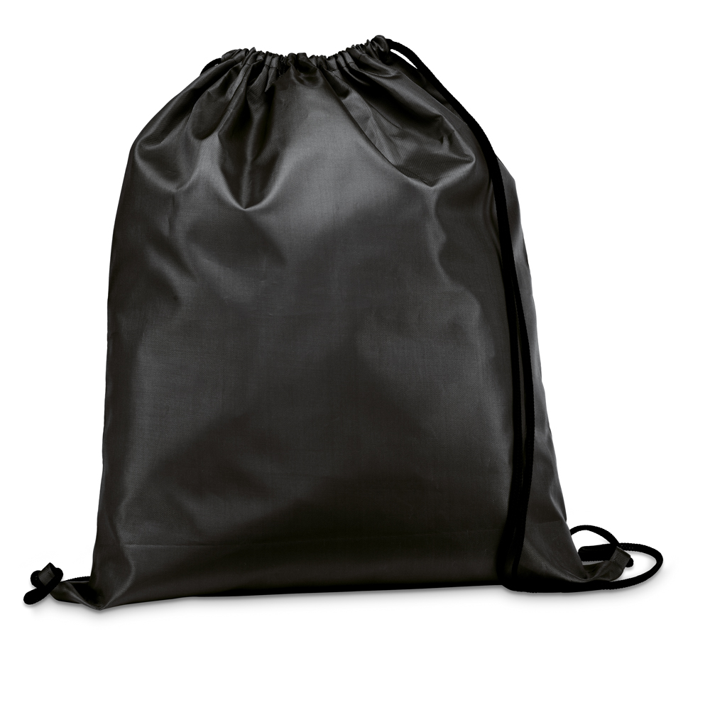 Sacola tipo mochila em 210D com alças em preto. Disponível numa variada gama de cores. 350 x 410 mm