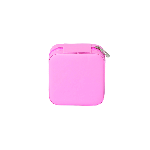 Porta- jóias de couro sintético com revestimento aveludado. Altura :  4,7 cm  Largura :  9,5 cm  Profundidade :  9,5 cm