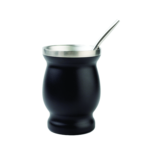 Cuia térmica para chimarrão com parede dupla, capacidade de 250ml e bomba de inox.