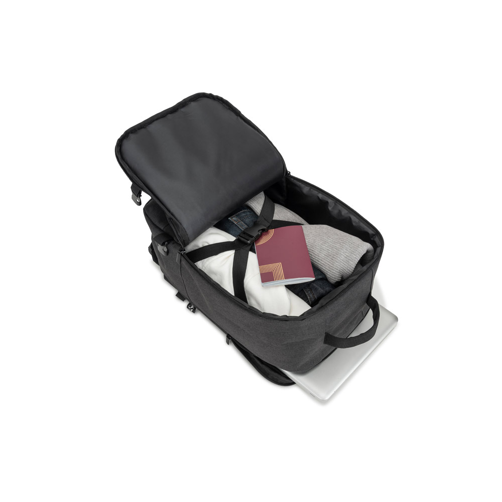 Novidade 2026!!! Mochila desenvolvida para cumprir as dimensões exigidas pelas companhias aéreas em poliéster reciclado 600D de alta densidade com acabamento repelente à água 20 L