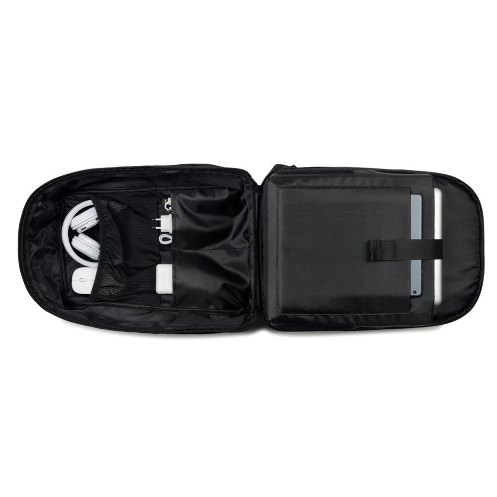 Novidade 2026!! Mochila antirroubo, em poliéster reciclado 600D twill, resistente à água, e bolso para notebook 17.3" 20 L