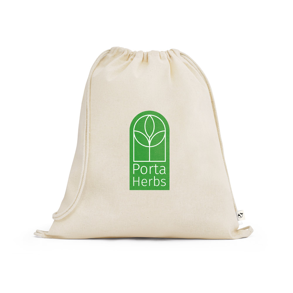 Novidade 2026!!! Sacola tipo mochila 100% algodão orgânico (140 g/m²)