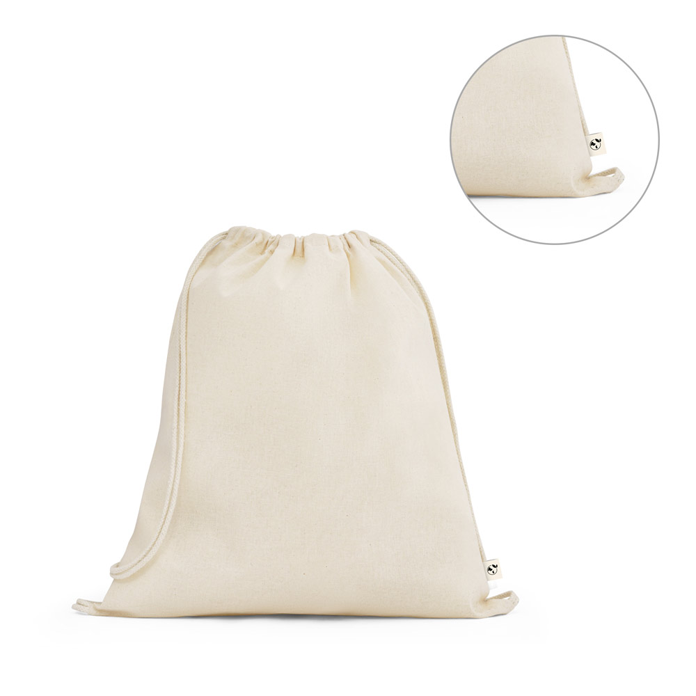 Novidade 2026!!! Sacola tipo mochila 100% algodão orgânico (140 g/m²)