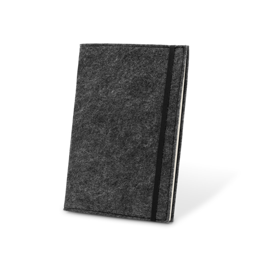 Novidade 2026!!! Caderno A5 com capa em feltro 100% reciclado, com 160 páginas pautadas recicladas