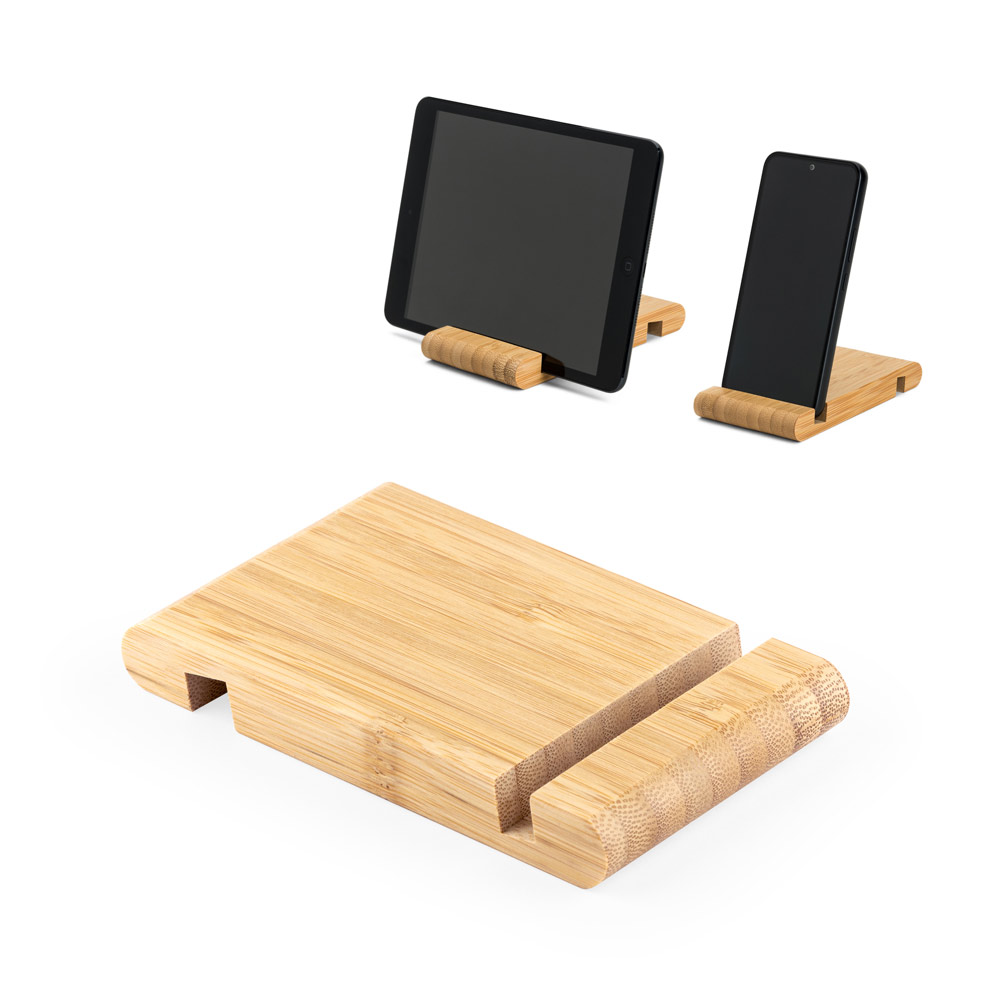 Novidade 2026!!! Suporte para celular em bambu com duas canaletas de tamanhos diferentes