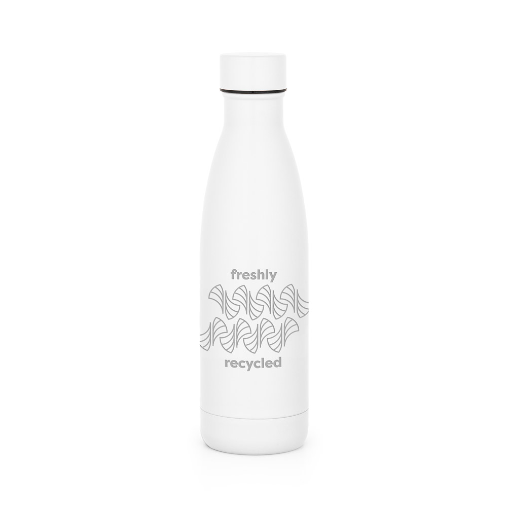 Novidade 2026!!!  Garrafa térmica em aço inox 90% reciclado com parede dupla, isolada a vácuo e acabamento em mate 520 mL