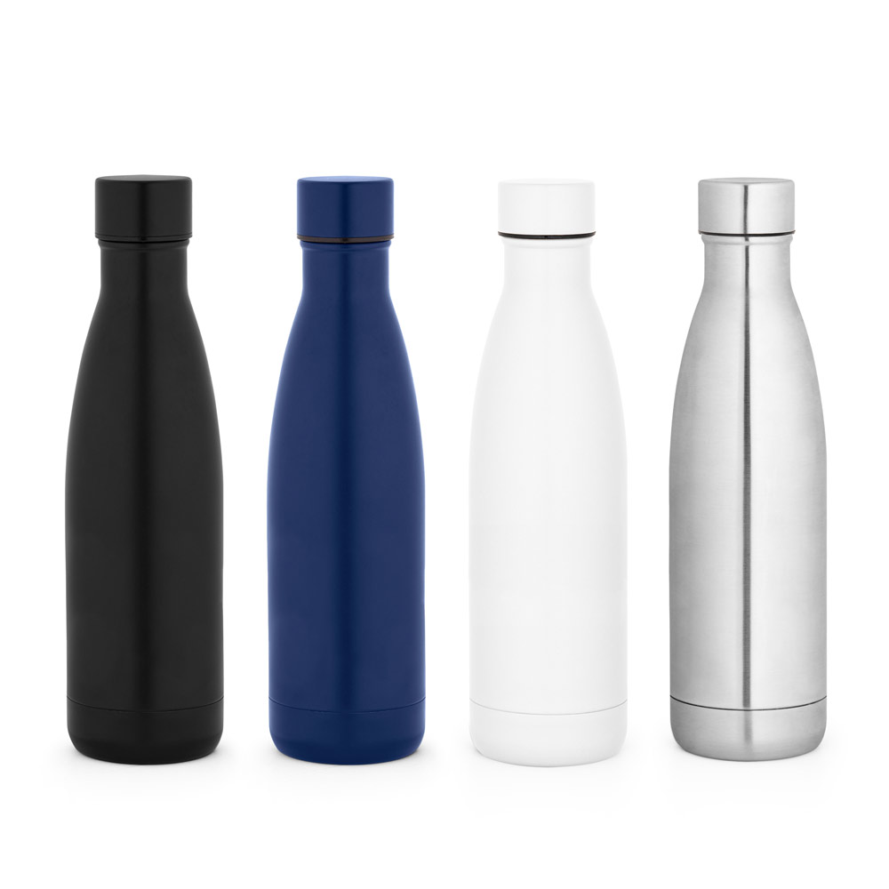 Novidade 2026!!!  Garrafa térmica em aço inox 90% reciclado com parede dupla, isolada a vácuo e acabamento em mate 520 mL