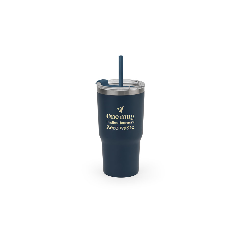 Novidade 2026!!! Copo de viagem compacto em aço inox 91% reciclado com parede dupla isolada a vácuo e acabamento mate 600 mL