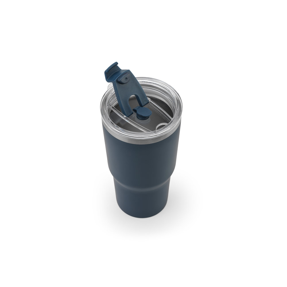 Novidade 2026!!! Copo de viagem compacto em aço inox 91% reciclado com parede dupla isolada a vácuo e acabamento mate 600 mL